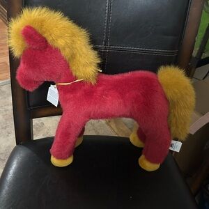 Fiesta Med. Red Plush Horse with Yellow Mane Jelly Cat Nwt VHTF